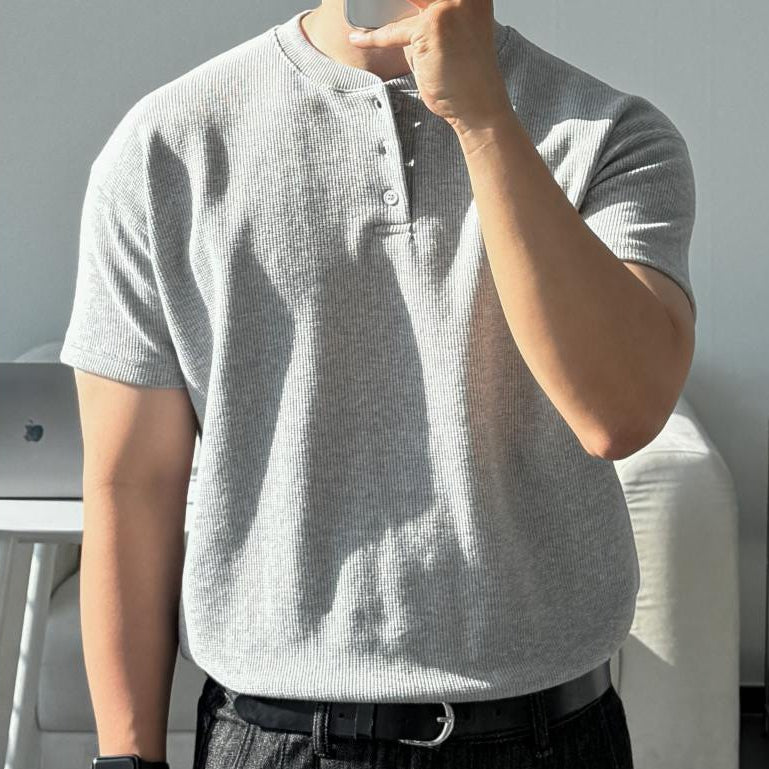 【Metanoia】🇰🇷韓製 亨利領短袖上衣 - 1
