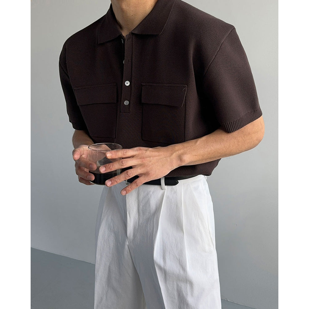 【Metanoia】韓國設計 口袋針織短袖上衣 - 8