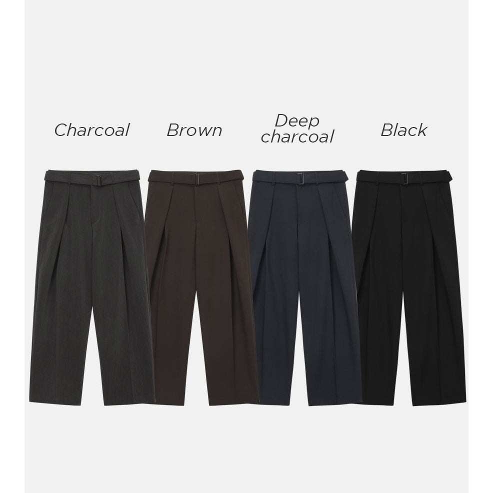 【Metanoia】🇰🇷韓製 含皮帶西裝設計感寬鬆落地褲