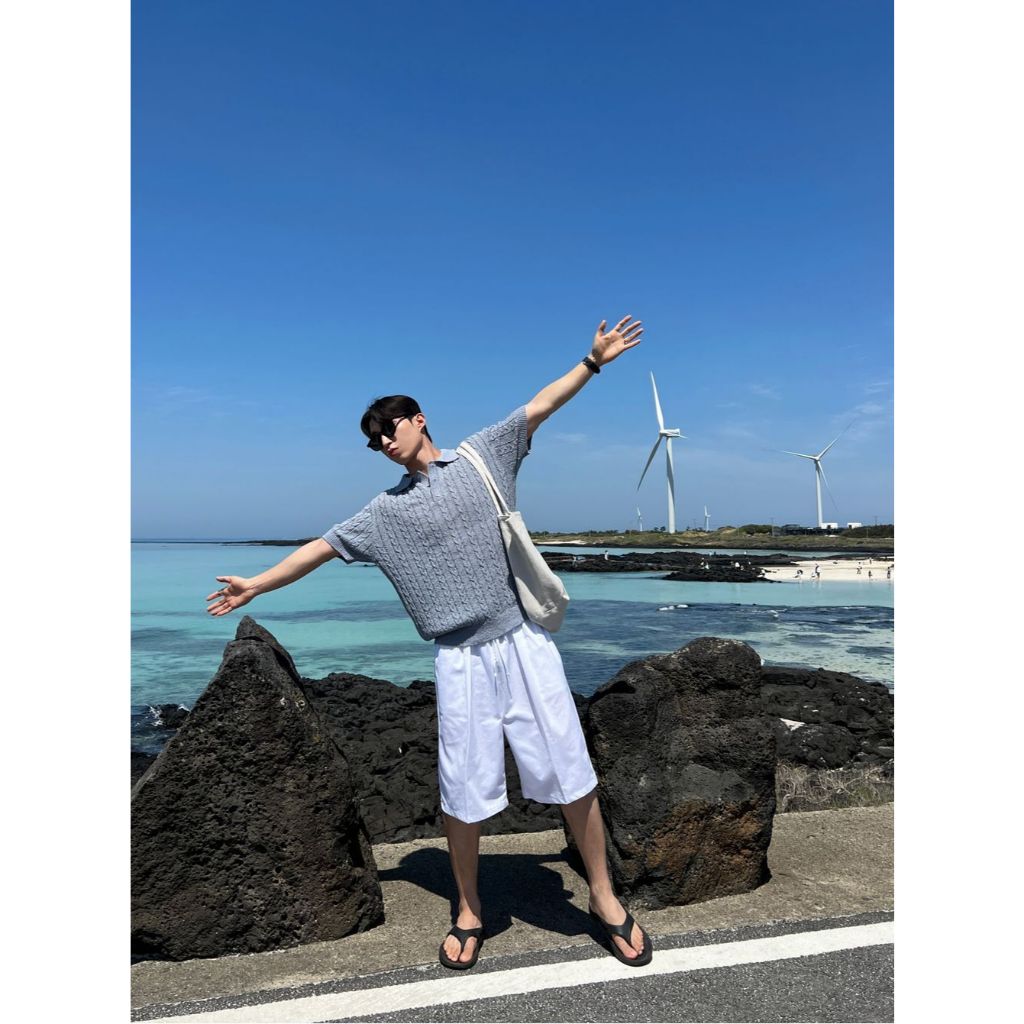 【Metanoia】韓國設計 麻花針織短袖上衣 - 7