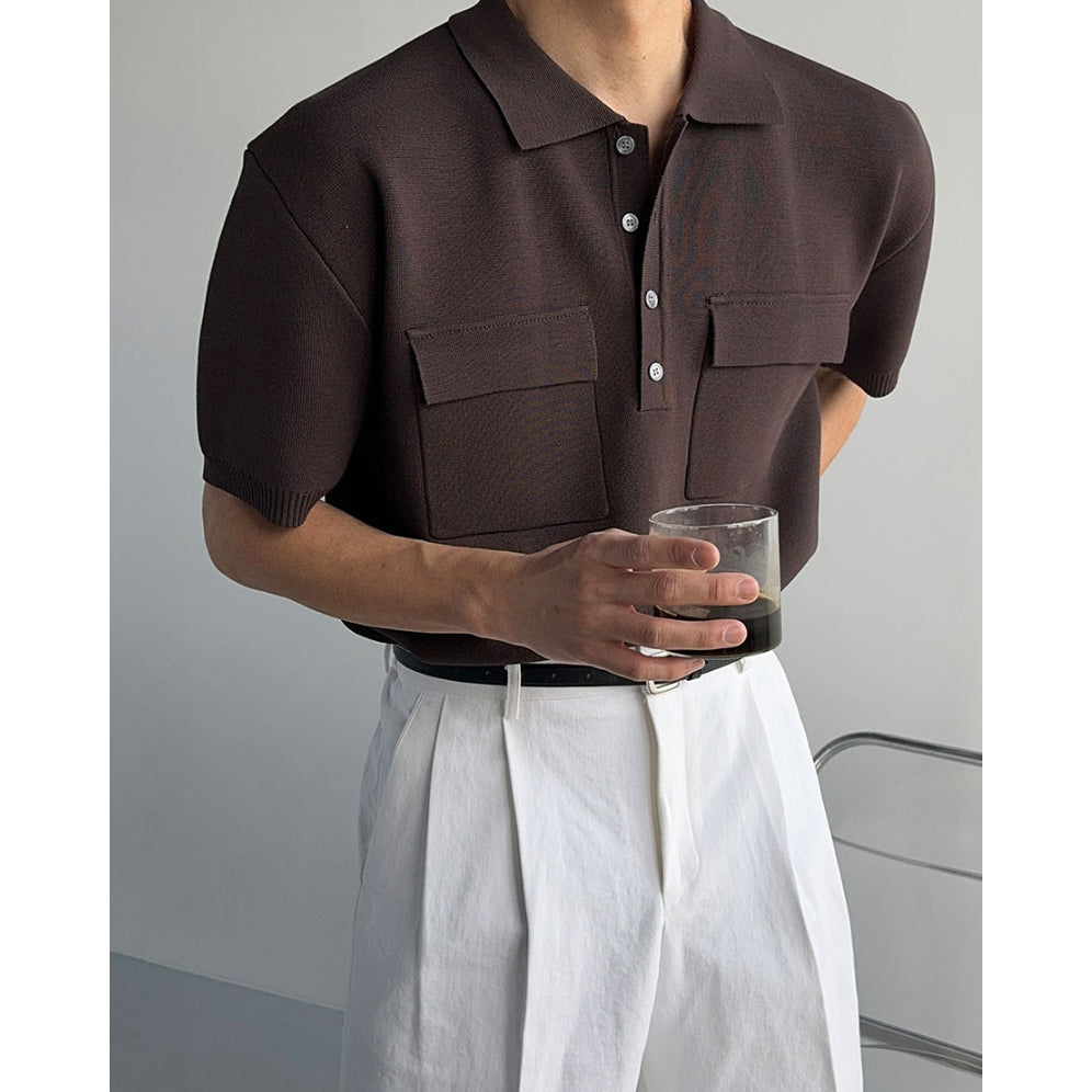 【Metanoia】韓國設計 口袋針織短袖上衣 - 7