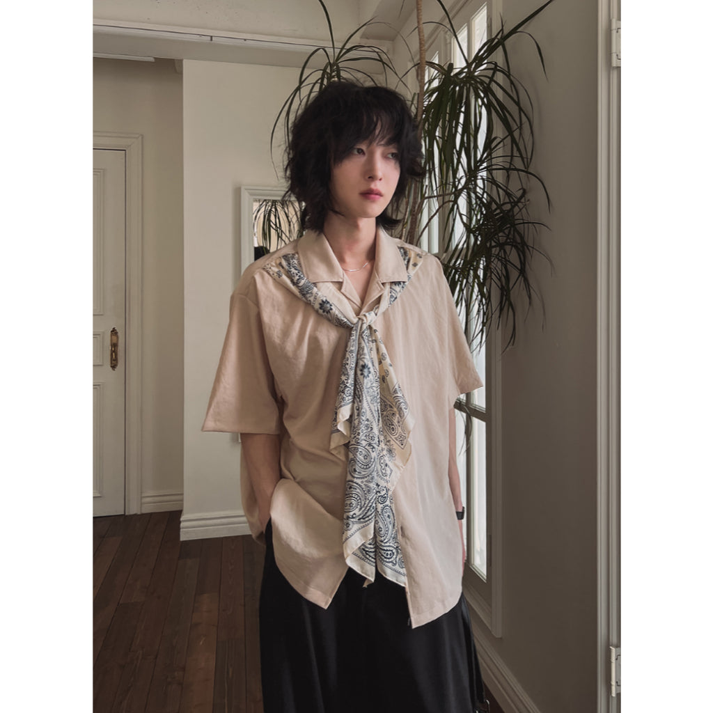 【Metanoia】🇰🇷韓製 古巴領短袖襯衫 含圍巾 - 5