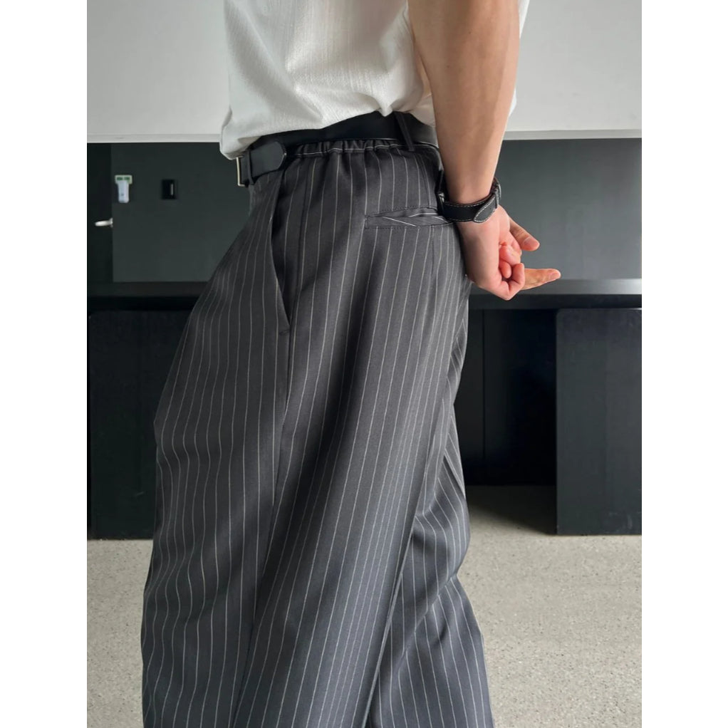【Metanoia】🇰🇷韓製 條紋西裝寬鬆落地褲 - 8