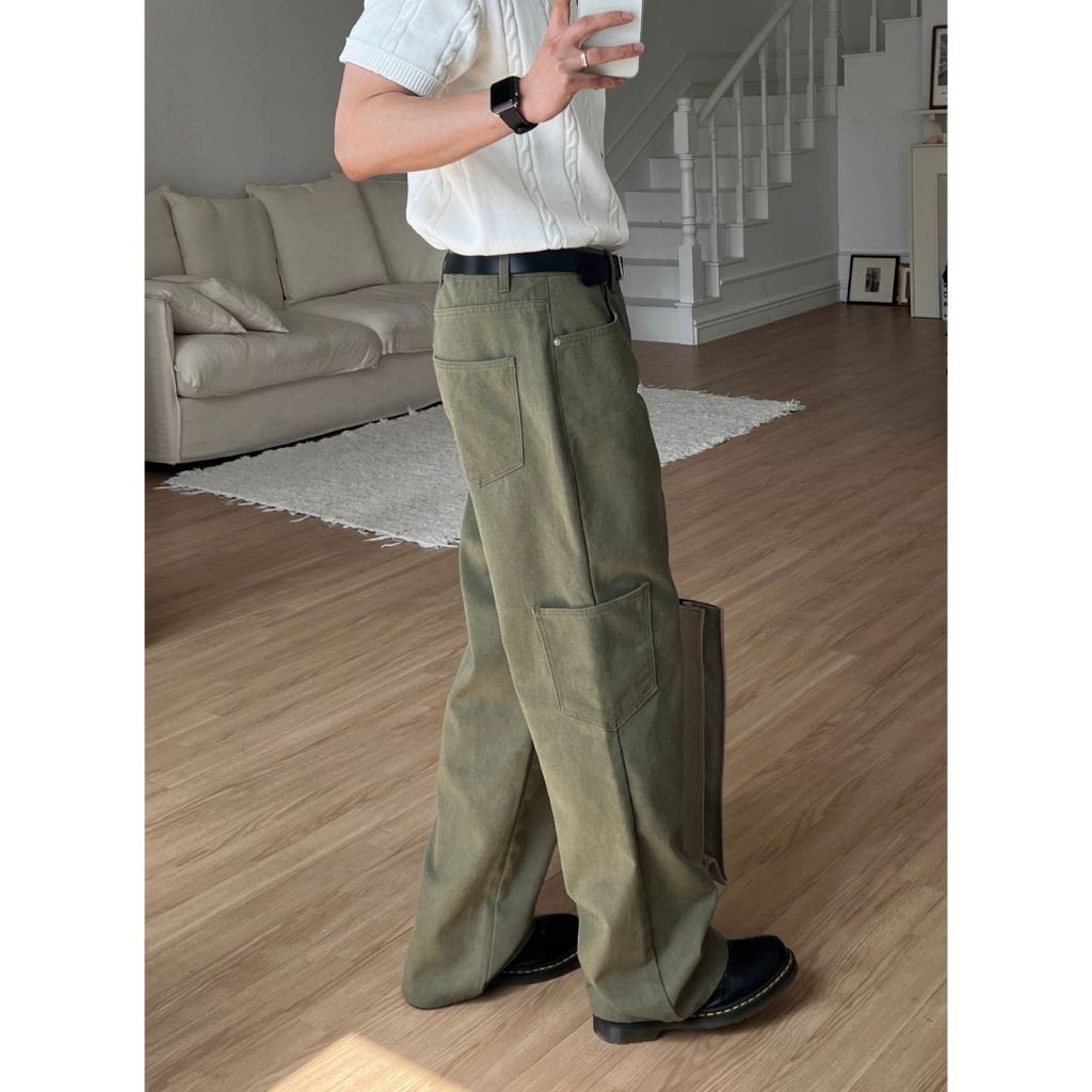 【Metanoia】🇰🇷韓製 牛津布工裝落地褲 - 8