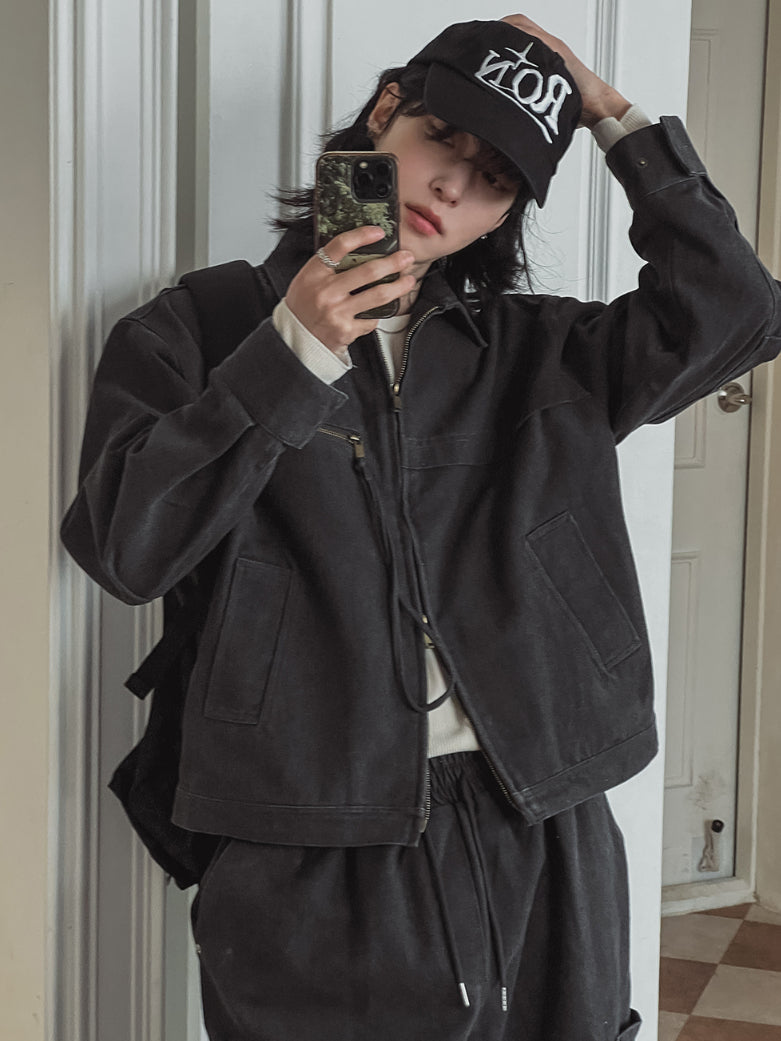 【Metanoia】韓國設計 短版翻領夾克外套 - 8