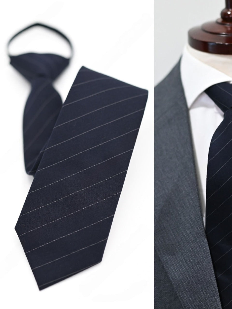 【Metanoia】韓國設計 條紋自動領帶 - 2