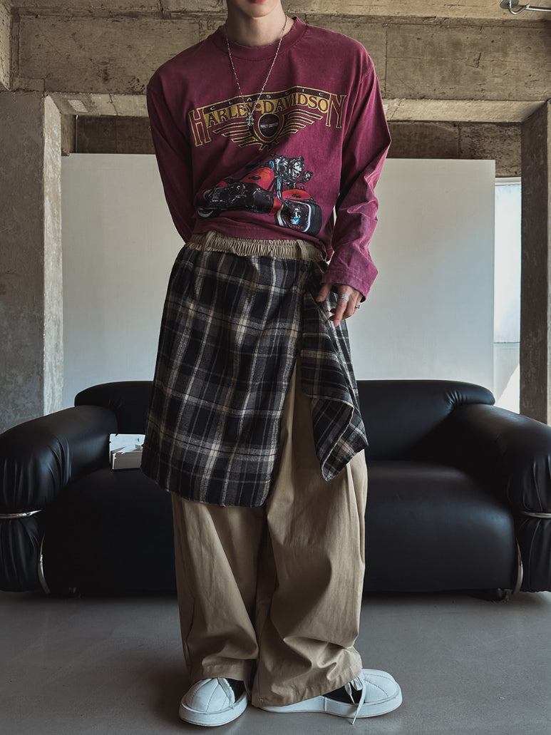 【Metanoia】韓製🇰🇷 格紋層疊落地褲 - 4