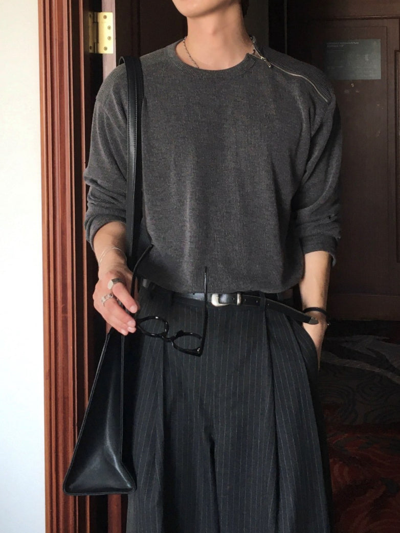 【Metanoia】🇰🇷韓製 斜拉煉針織衣 - 1