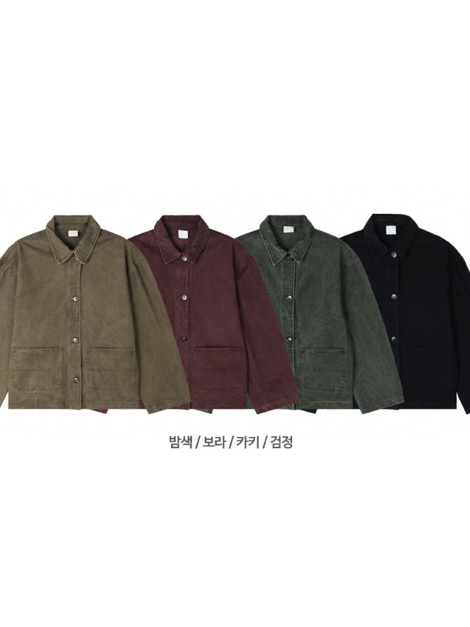 【Metanoia】韓國設計 水洗短版翻領外套 - 8