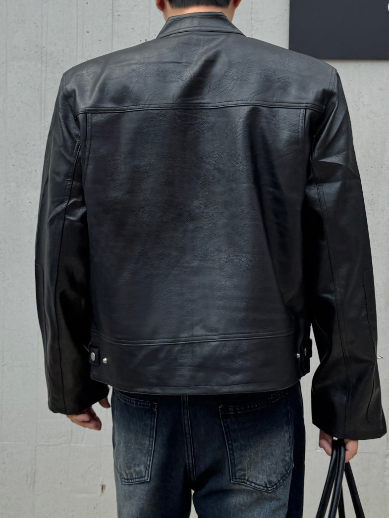 【Metanoia】韓國設計 短版皮外套 - 4