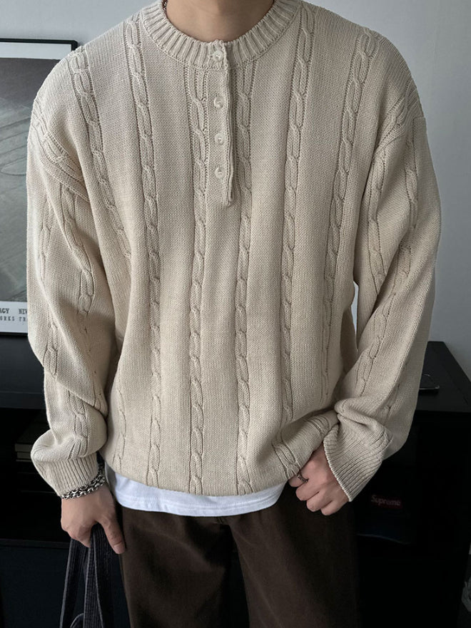 【Metanoia】🇰🇷韓製 亨利領麻花針織衣 - 1