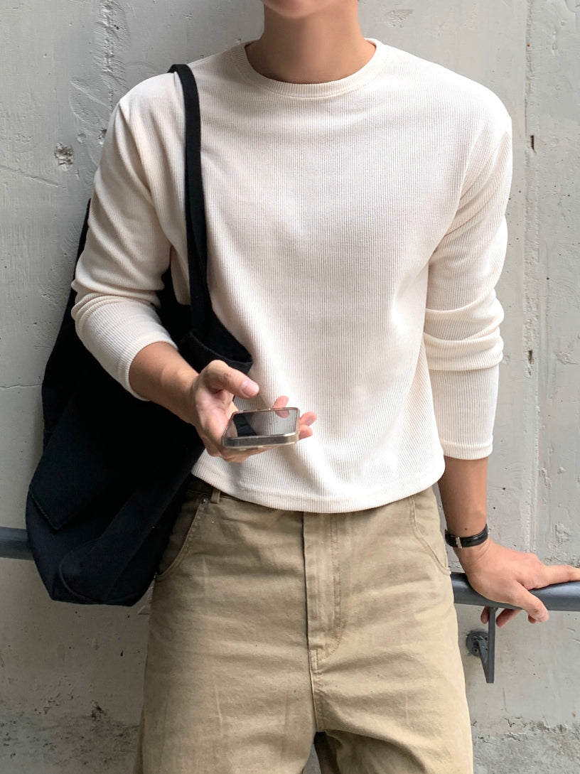 【Metanoia】🇰🇷韓製 短版羅紋長袖上衣 - 1