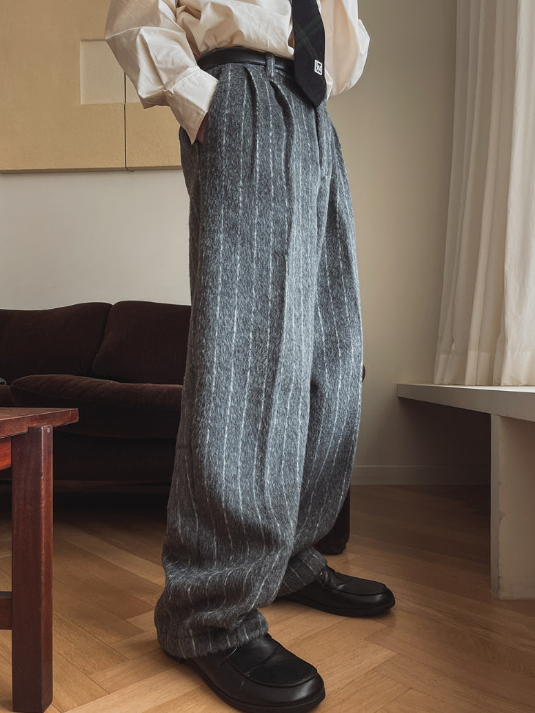 【Metanoia】🇰🇷韓製 寬鬆條紋落地褲 - 4