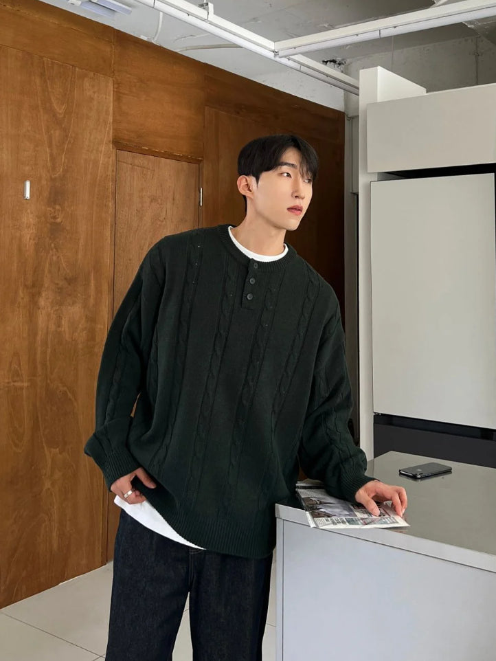 【Metanoia】🇰🇷韓製 亨利領麻花針織衣 - 6