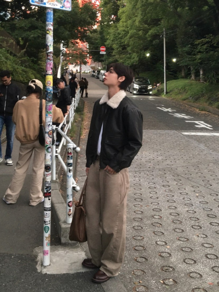 【Metanoia】🇰🇷韓製 短版復古羊羔毛翻領皮外套 - 4