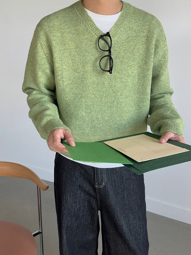 【Metanoia】韓國設計 5%混羊毛V型麻花針織衣 現貨 - 1