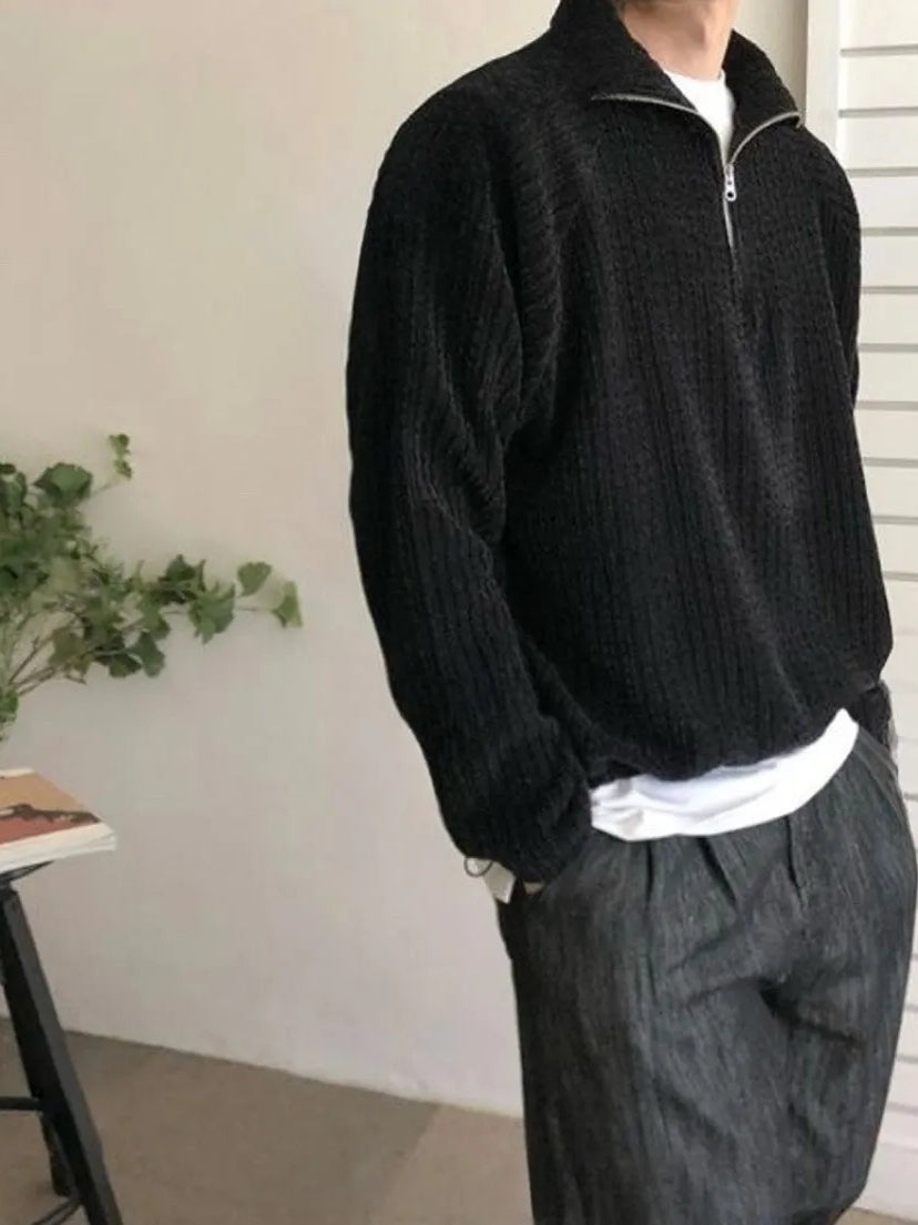 【Metanoia】🇰🇷韓製 螺紋半拉練長袖上衣 - 4