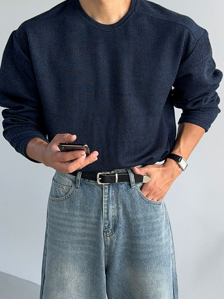 【Metanoia】🇰🇷韓製 日常羅紋肩線長袖T恤 - 1