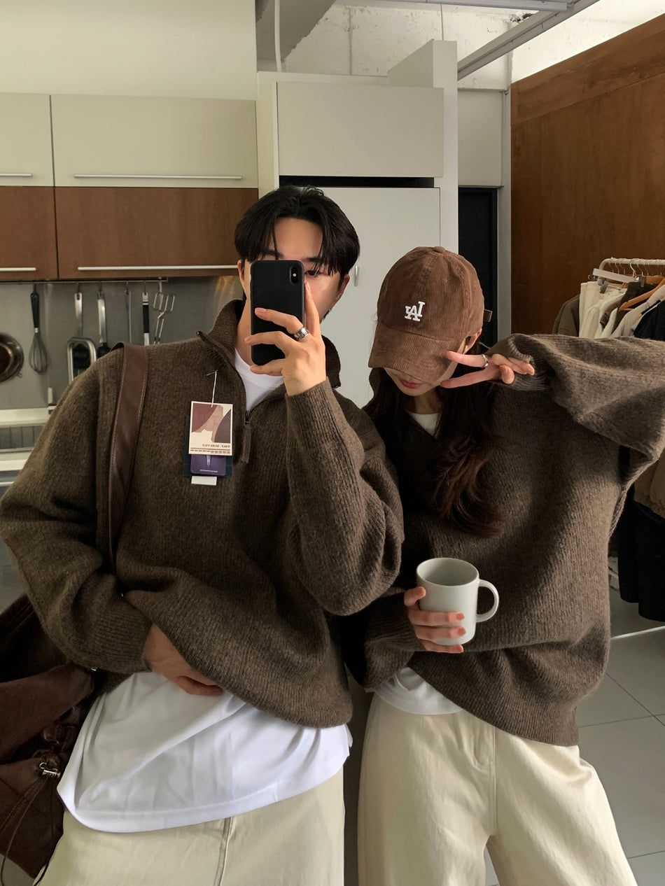 【Metanoia】韓國設計 翻領半拉鍊針織衣 - 6