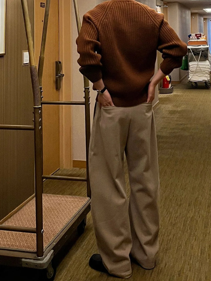 【Metanoia】韓製🇰🇷 卡其彎刀落地褲 - 8