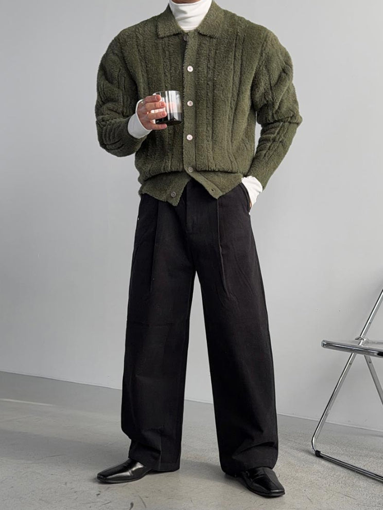 【Metanoia】韓國設計 翻領毛絨麻花針織衣 - 6