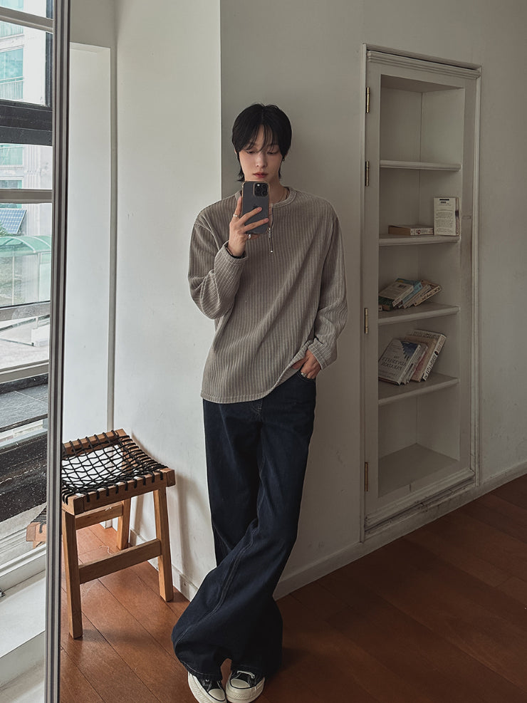 【Metanoia】🇰🇷韓製 絲絨半拉鍊亨利領長袖上衣 - 5