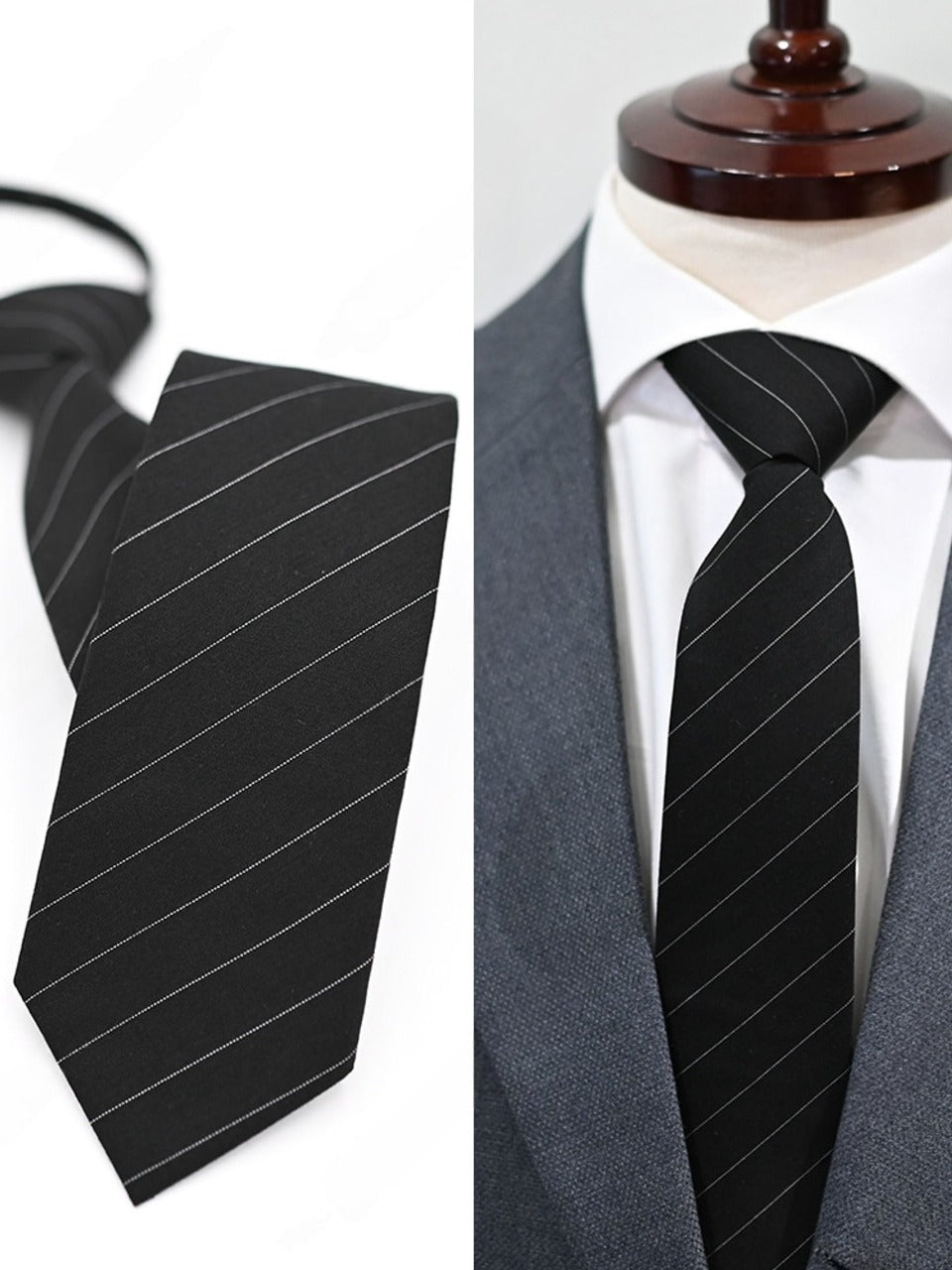 【Metanoia】韓國設計 條紋自動領帶 - 3