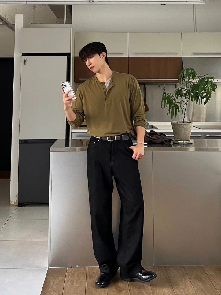 【Metanoia】🇰🇷韓製 假兩件亨利領長袖T恤 - 3