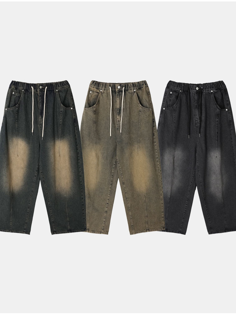 【Metanoia】韓國設計 刷色鬆緊帶落地牛仔褲 - 7
