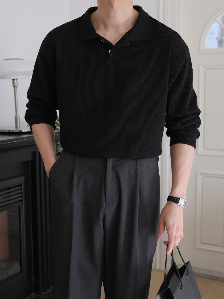 【Metanoia】🇰🇷韓製 翻領亨利領長袖上衣 - 4