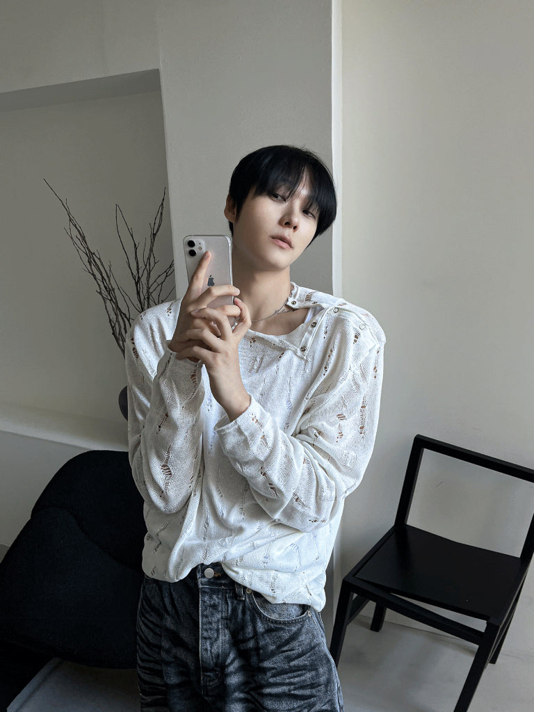 【Metanoia】🇰🇷韓製 破洞長袖上衣 - 4