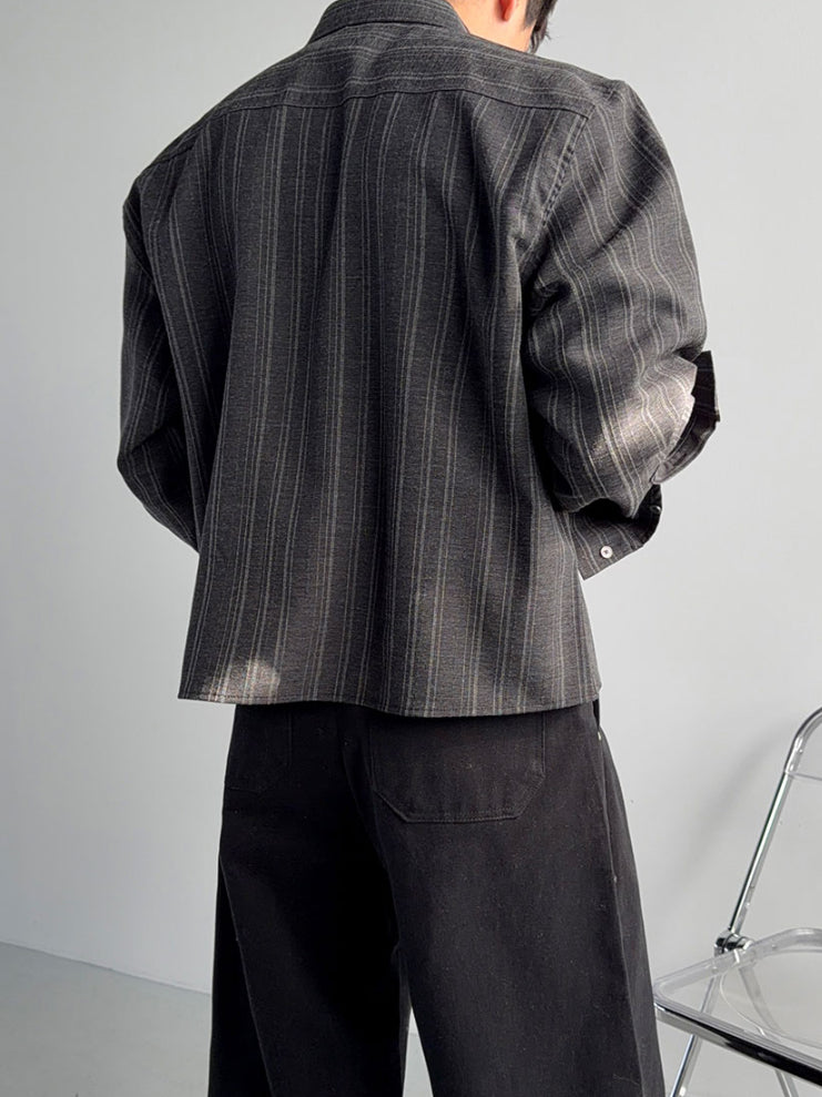 【Metanoia】🇰🇷韓製 短版雷諾條紋翻領襯衫 - 5