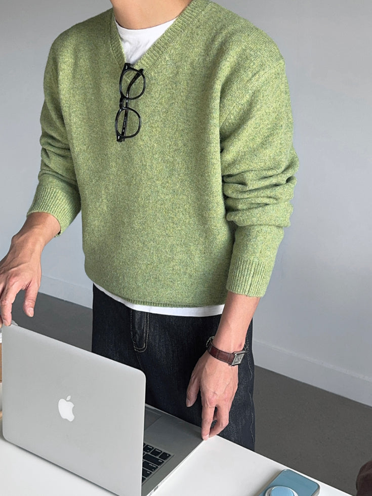 【Metanoia】韓國設計 5%混羊毛V型麻花針織衣 現貨 - 7