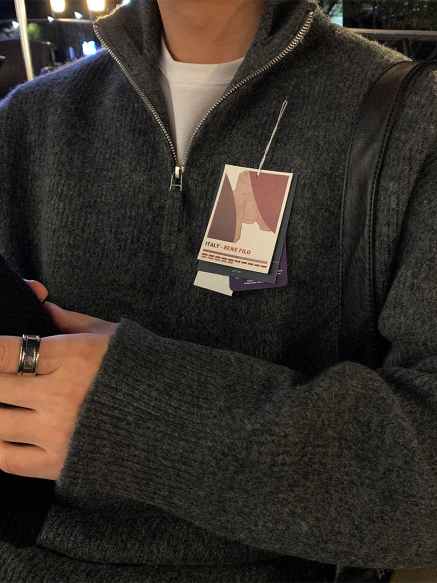 【Metanoia】韓國設計 翻領半拉鍊針織衣 - 7