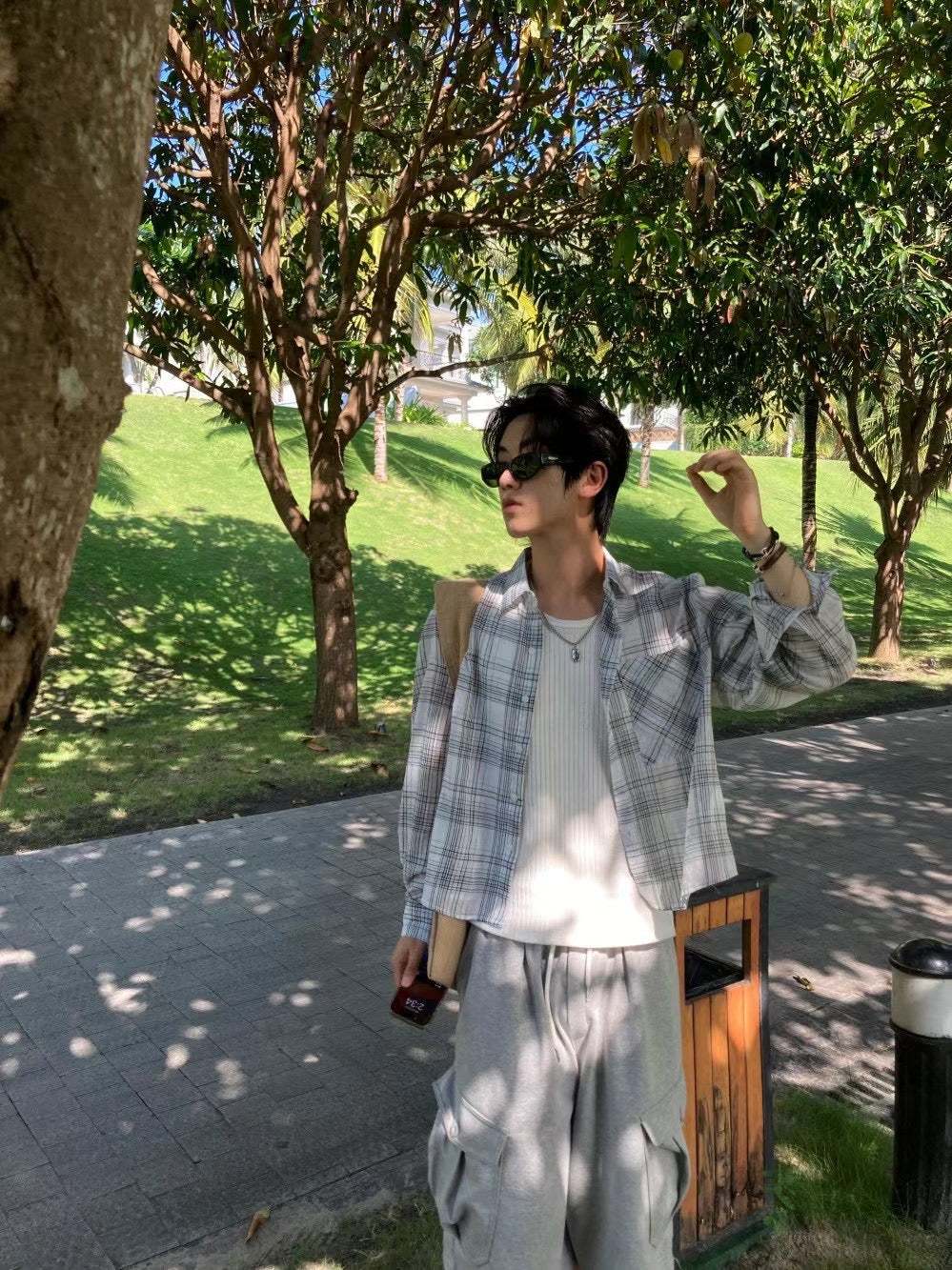 【Metanoia】🇰🇷韓製 亞麻短版格紋長袖襯衫 - 9