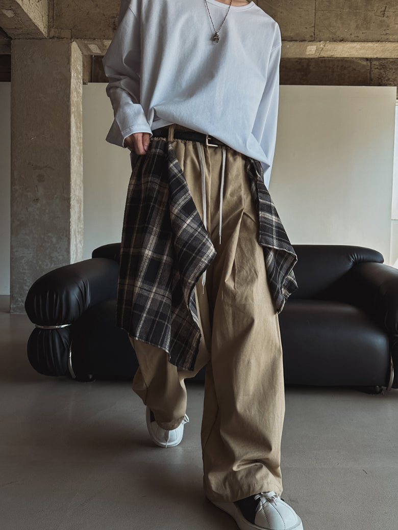 【Metanoia】韓製🇰🇷 格紋層疊落地褲 - 2
