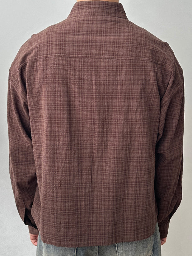 【Metanoia】🇰🇷韓製 短版格紋長袖襯衫 - 4