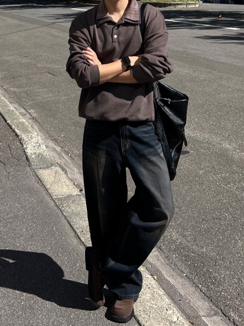 【Metanoia】🇰🇷韓製 刷色落地牛仔褲 - 1