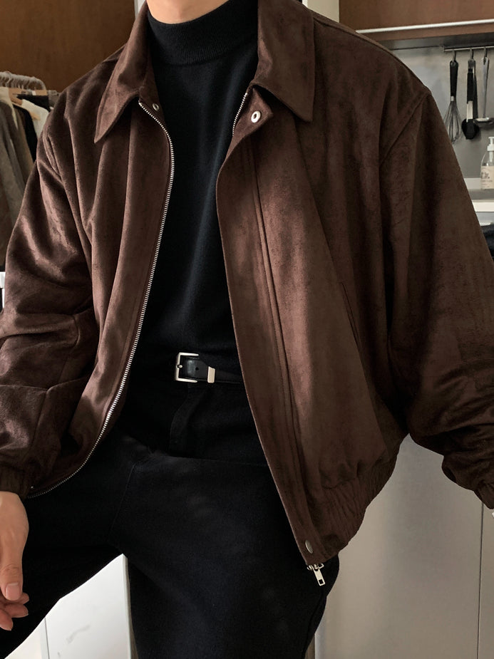 【Metanoia】韓國設計 短版翻領麂皮夾克外套 - 3