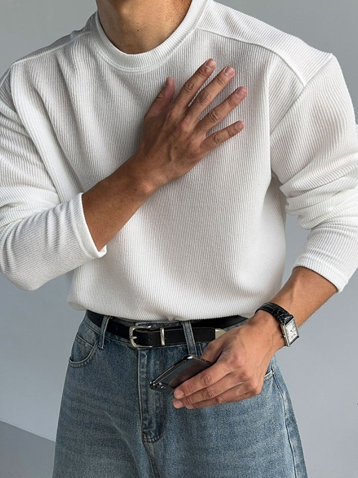 【Metanoia】🇰🇷韓製 日常羅紋肩線長袖T恤 - 4