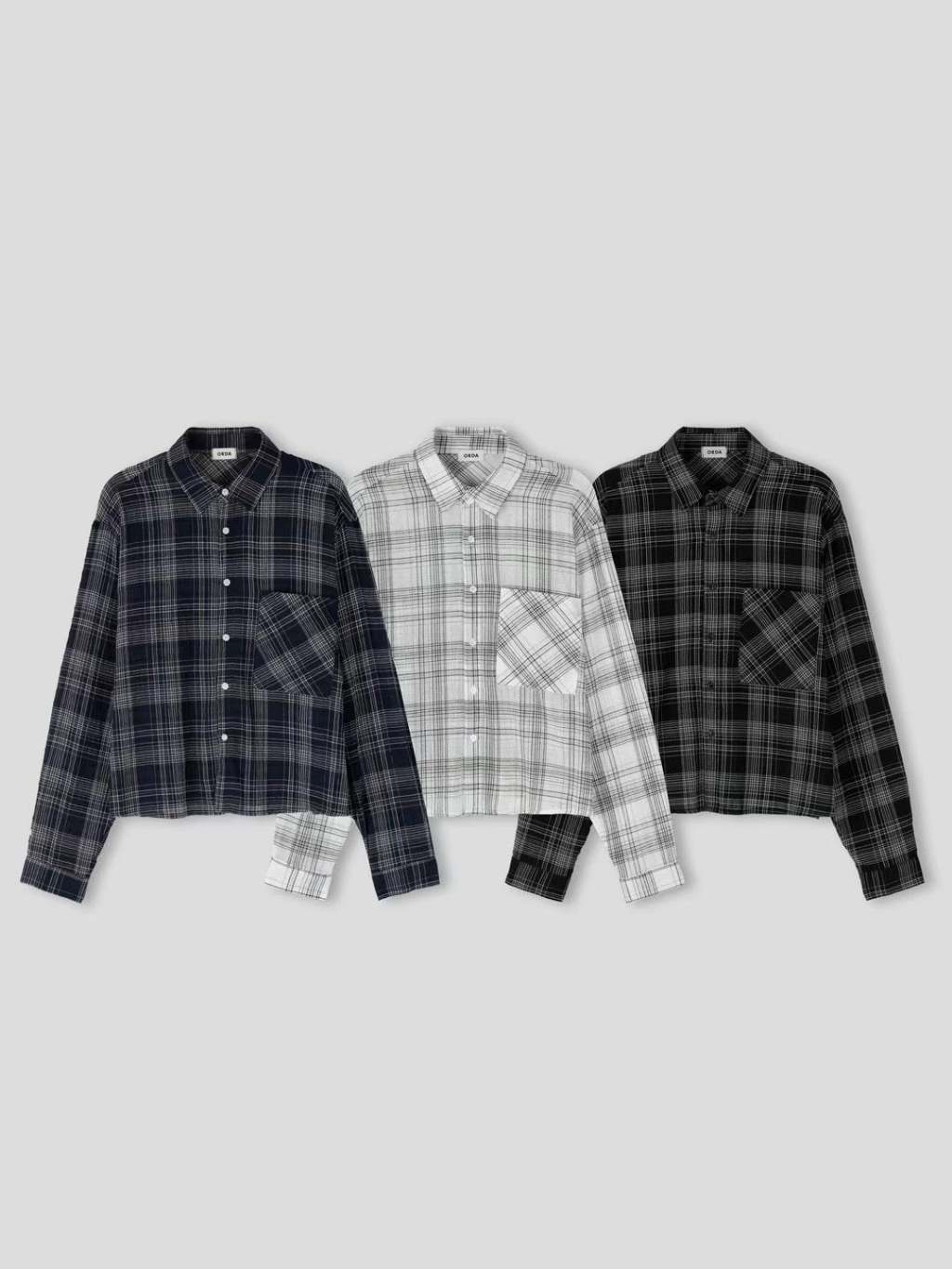 【Metanoia】🇰🇷韓製 亞麻短版格紋長袖襯衫 - 10