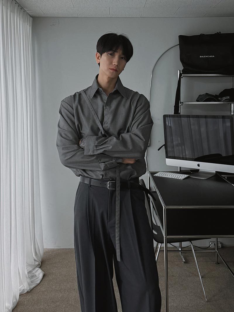 【Metanoia】🇰🇷韓製 設計款肩帶長袖襯衫 - 6