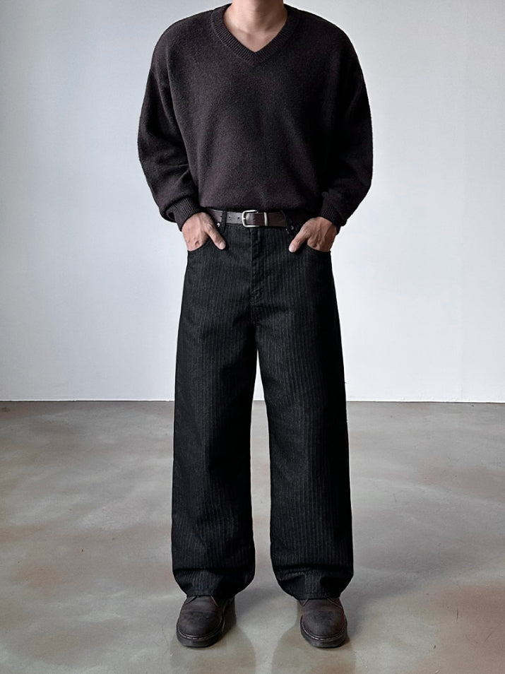 【Metanoia】🇰🇷韓製 條紋落地牛仔褲 - 3