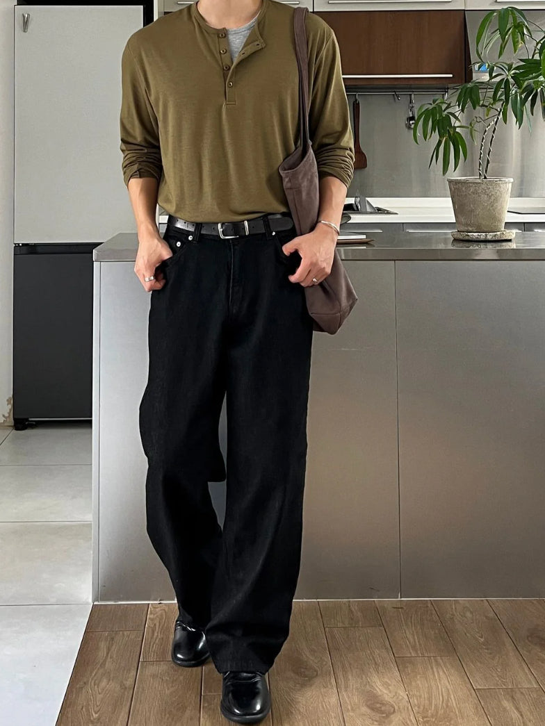 【Metanoia】🇰🇷韓製 假兩件亨利領長袖T恤 - 2