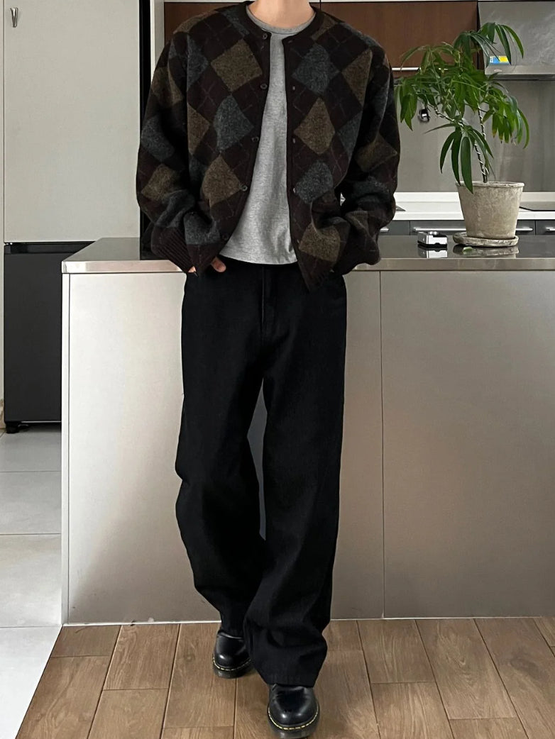 【Metanoia】韓國設計 開衫菱形針織外套 - 1