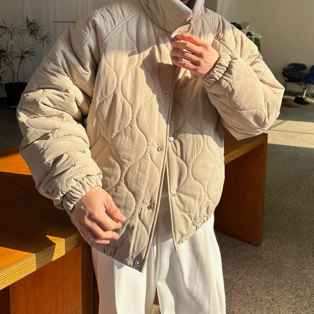 【Metanoia】韓國設計 翻領鋪棉外套 - 6