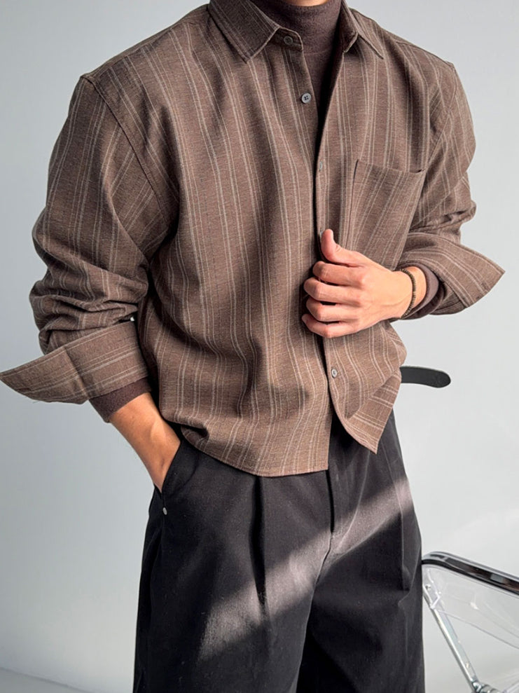 【Metanoia】🇰🇷韓製 短版雷諾條紋翻領襯衫 - 1