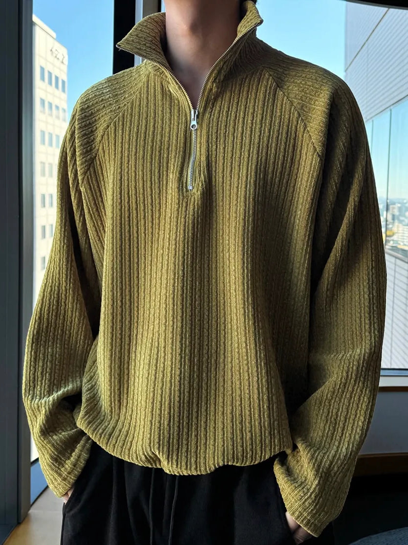 【Metanoia】🇰🇷韓製 螺紋半拉練長袖上衣 - 3