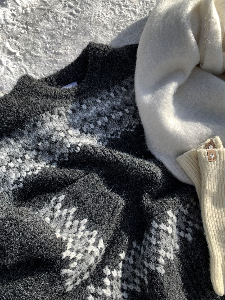 【Metanoia】韓國設計 9%羊毛短版北歐針織衣 - 6