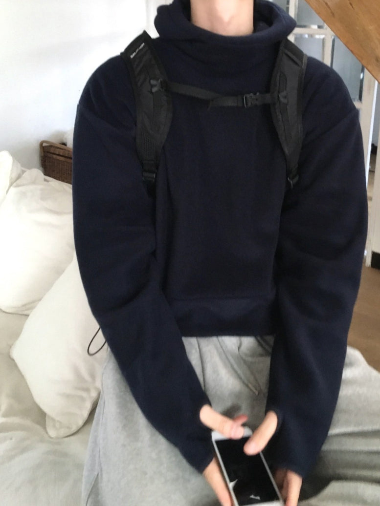 【Metanoia】🇰🇷韓製 抓絨半高領帽T - 1